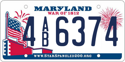 MD license plate 4AB6374