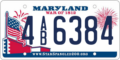 MD license plate 4AB6384