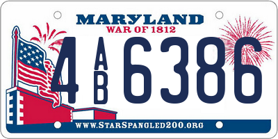 MD license plate 4AB6386
