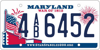MD license plate 4AB6452