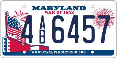 MD license plate 4AB6457