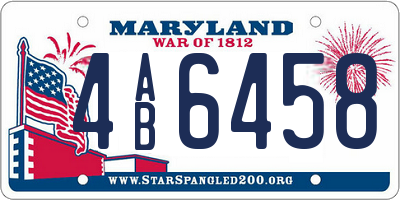 MD license plate 4AB6458