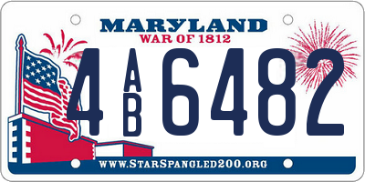 MD license plate 4AB6482