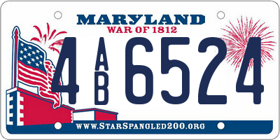 MD license plate 4AB6524