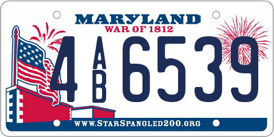 MD license plate 4AB6539