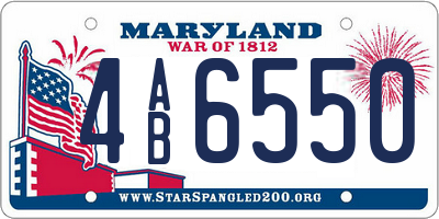 MD license plate 4AB6550