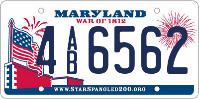 MD license plate 4AB6562