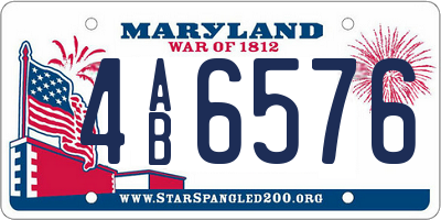 MD license plate 4AB6576