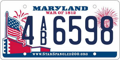 MD license plate 4AB6598