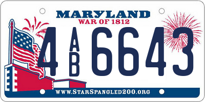 MD license plate 4AB6643