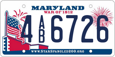 MD license plate 4AB6726