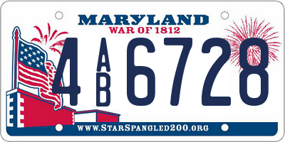 MD license plate 4AB6728