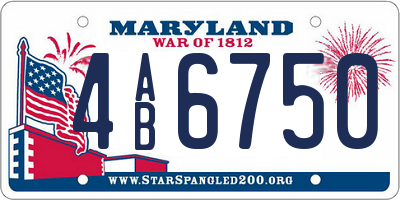 MD license plate 4AB6750