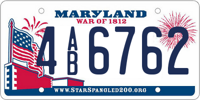 MD license plate 4AB6762