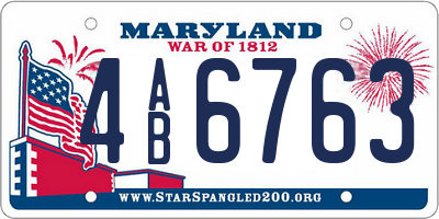 MD license plate 4AB6763