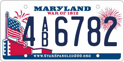 MD license plate 4AB6782