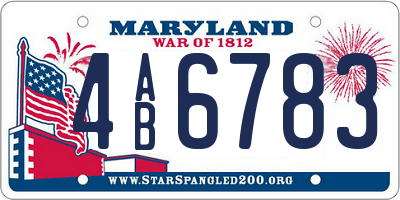 MD license plate 4AB6783