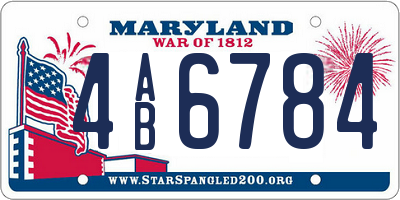 MD license plate 4AB6784