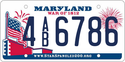 MD license plate 4AB6786