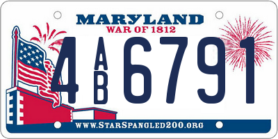 MD license plate 4AB6791