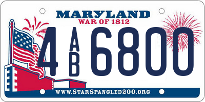 MD license plate 4AB6800