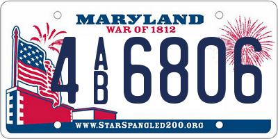 MD license plate 4AB6806