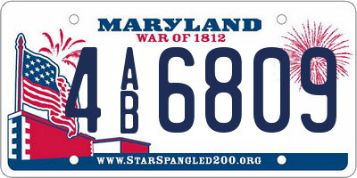 MD license plate 4AB6809