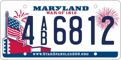 MD license plate 4AB6812