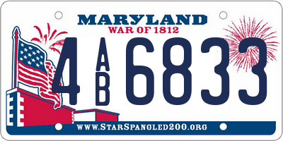 MD license plate 4AB6833
