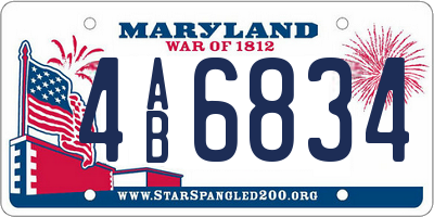 MD license plate 4AB6834