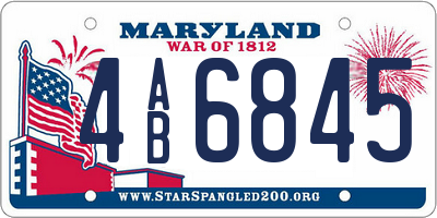 MD license plate 4AB6845