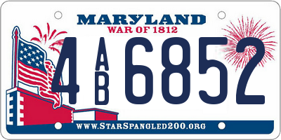 MD license plate 4AB6852