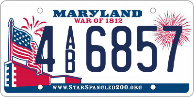 MD license plate 4AB6857