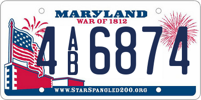 MD license plate 4AB6874