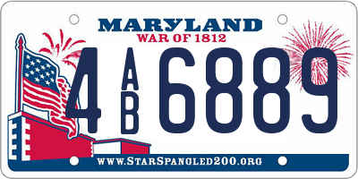 MD license plate 4AB6889