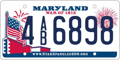 MD license plate 4AB6898