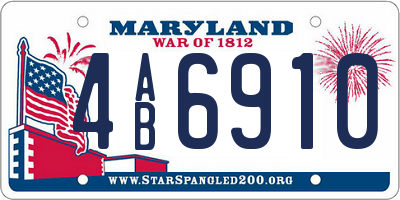 MD license plate 4AB6910