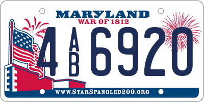 MD license plate 4AB6920