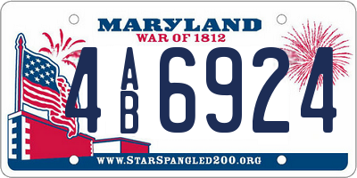 MD license plate 4AB6924