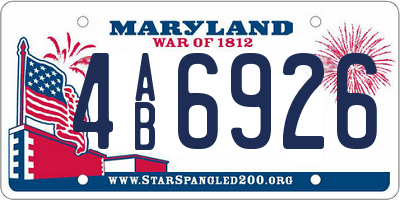 MD license plate 4AB6926