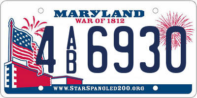 MD license plate 4AB6930