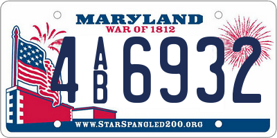 MD license plate 4AB6932