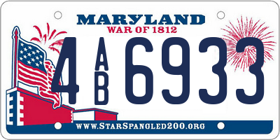 MD license plate 4AB6933