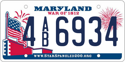 MD license plate 4AB6934