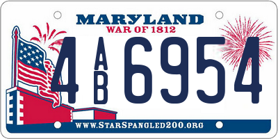 MD license plate 4AB6954