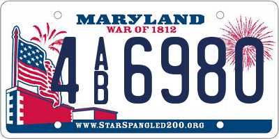 MD license plate 4AB6980