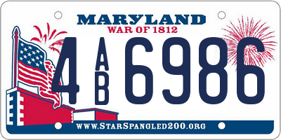 MD license plate 4AB6986