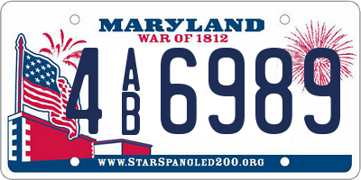 MD license plate 4AB6989