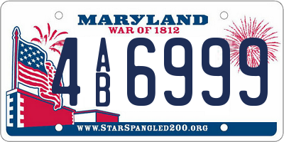 MD license plate 4AB6999