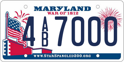 MD license plate 4AB7000